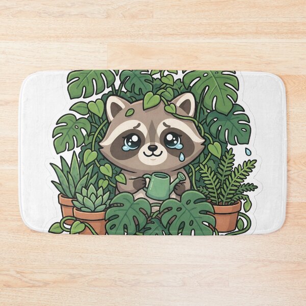 Item preview, Cute Chibi Raccoon Plant Parent Aesthetic Indoor Jungle Vines designed and sold by StickyGuys.