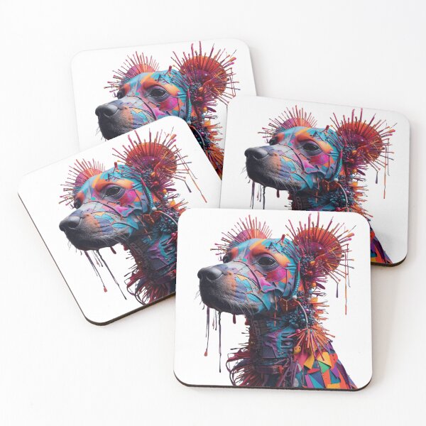 Item preview, Colorful mosaic dog head sculpture portrait designed and sold by Rue Market.