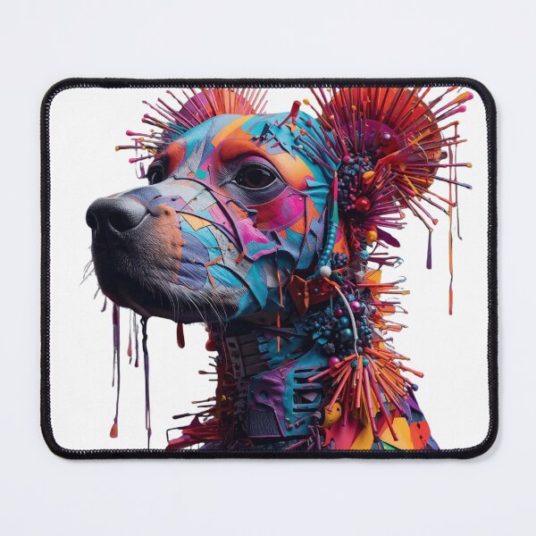 Item preview, Colorful mosaic dog head sculpture portrait designed and sold by Rue Design Company.