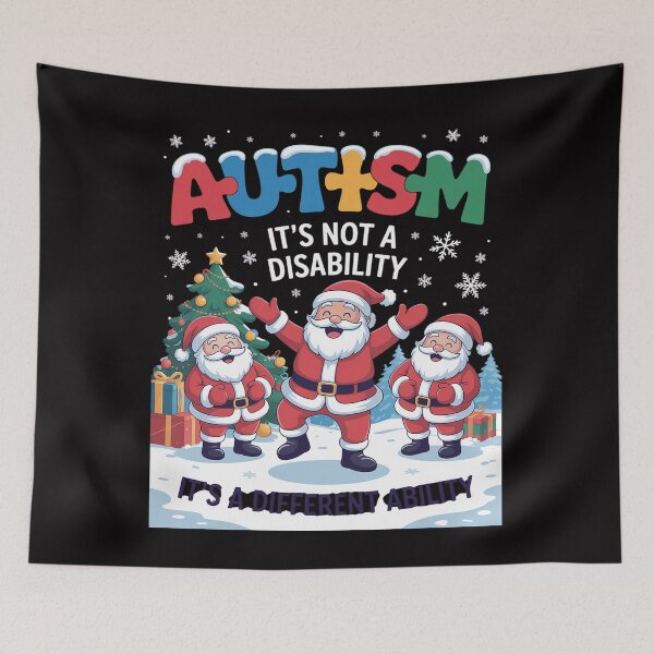 Item preview, Autism It's Not A Disability Dabbing Santa Christmas Autism designed and sold by HermanTricia.