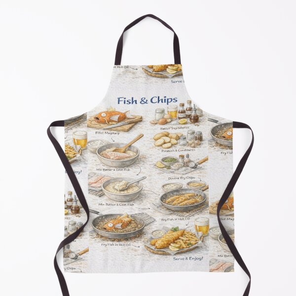 Item preview, Fish N Chips Authentic Recipe Illustration | British Fried Fish Guide designed and sold by fishnsteve.