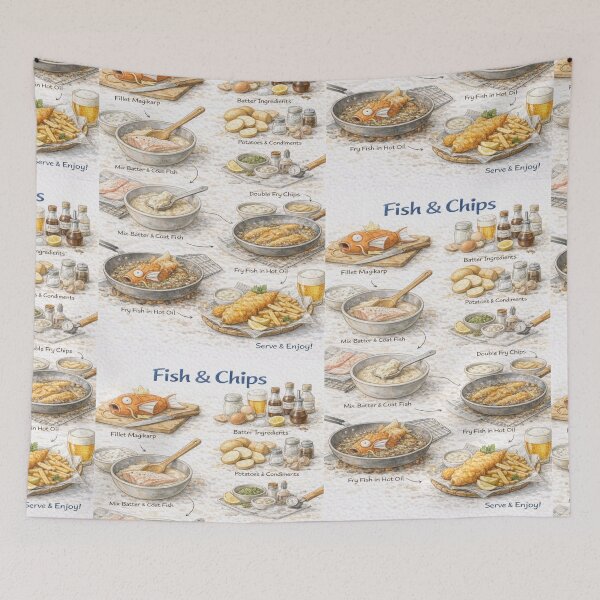 Item preview, Fish N Chips Authentic Recipe Illustration | British Fried Fish Guide designed and sold by fishnsteve.