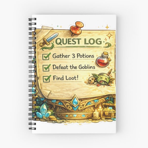 Item preview, RPG Quest Log Daily Tasks Fantasy Gaming Checklist designed and sold by jgvisualarts.