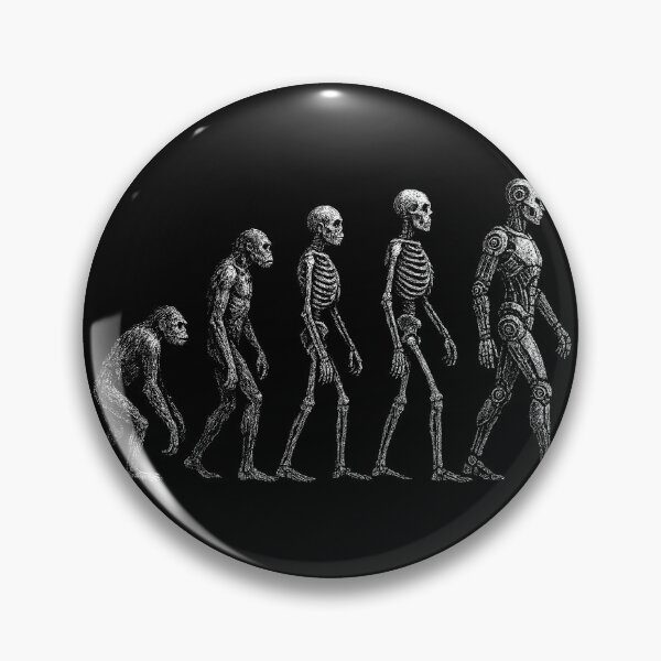Item preview, Human Evolution Skeleton to Cyborg – Dark Sci-Fi Illustration designed and sold by Mortisigil.