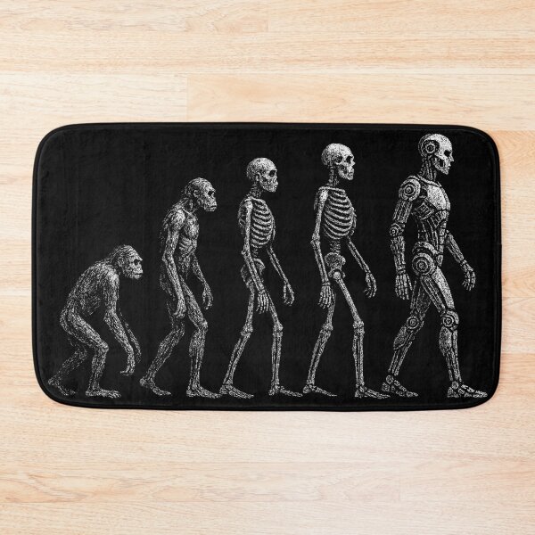 Item preview, Human Evolution Skeleton to Cyborg – Dark Sci-Fi Illustration designed and sold by Mortisigil.
