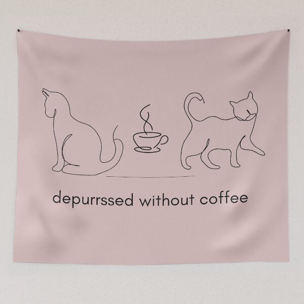 Item preview, Depurrssed With Coffee - Minimalist Coffee Cat  designed and sold by Feliciano3.