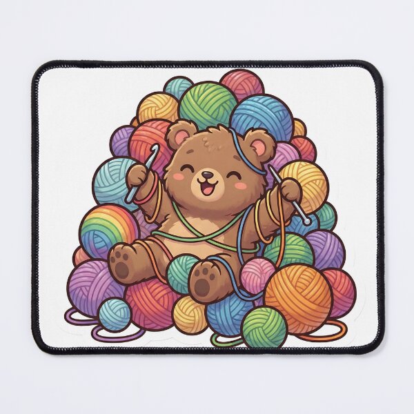 Item preview, Cute Chibi Bear Yarn Stash Hoarder Knitting Crochet Aesthetic designed and sold by StickyGuys.