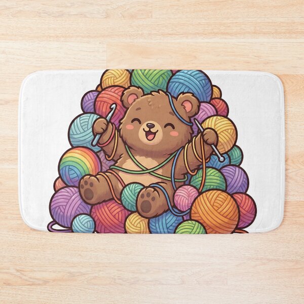 Item preview, Cute Chibi Bear Yarn Stash Hoarder Knitting Crochet Aesthetic designed and sold by StickyGuys.