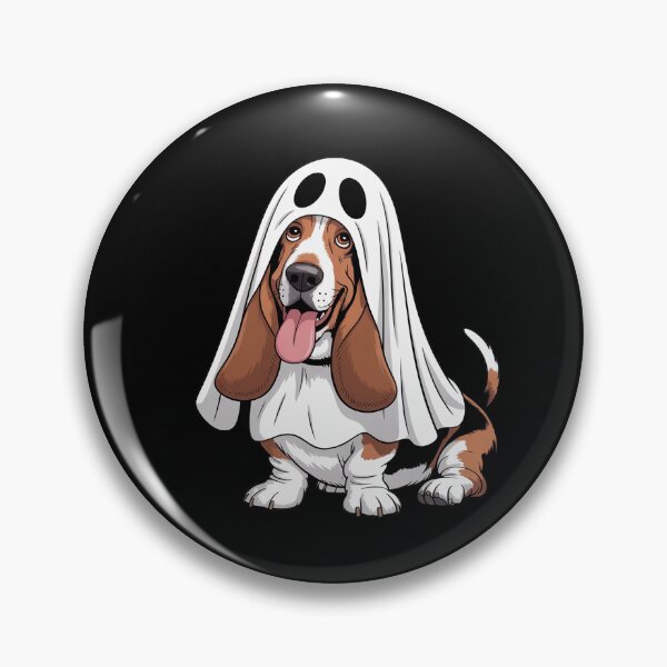 Item preview, Basset Hound Dog Wearing A White Ghost Costume Halloween designed and sold by Libbysharts.