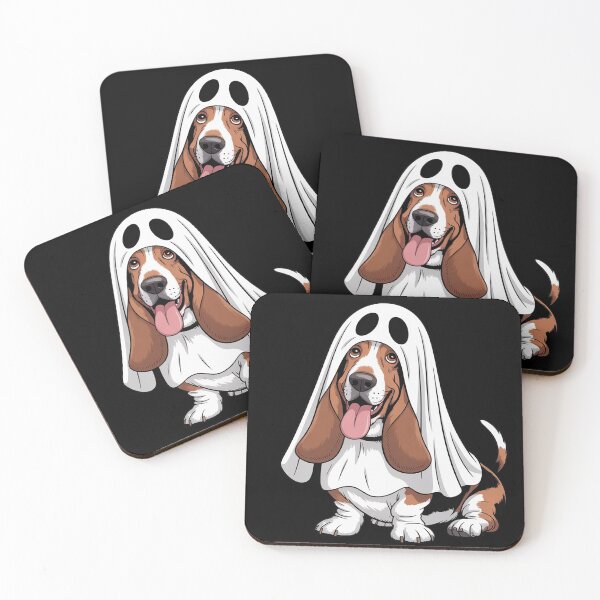 Item preview, Basset Hound Dog Wearing A White Ghost Costume Halloween designed and sold by Libbysharts.