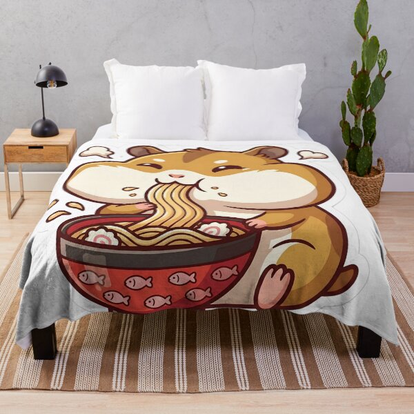 Item preview, Cute Chibi Hamster Eating Ramen Noodles Snack Aesthetic designed and sold by StickyGuys.