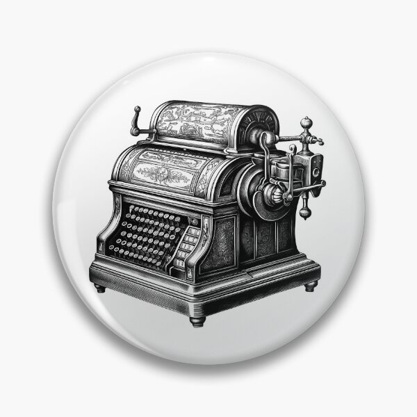 Item preview, Antique Cash Register Illustration | Vintage Steampunk-Inspired Line Art Design designed and sold by inkoutninja.