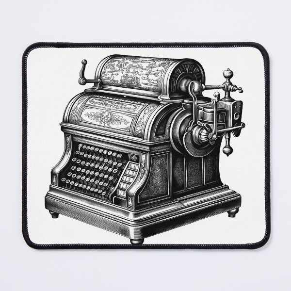 Item preview, Antique Cash Register Illustration | Vintage Steampunk-Inspired Line Art Design designed and sold by inkoutninja.