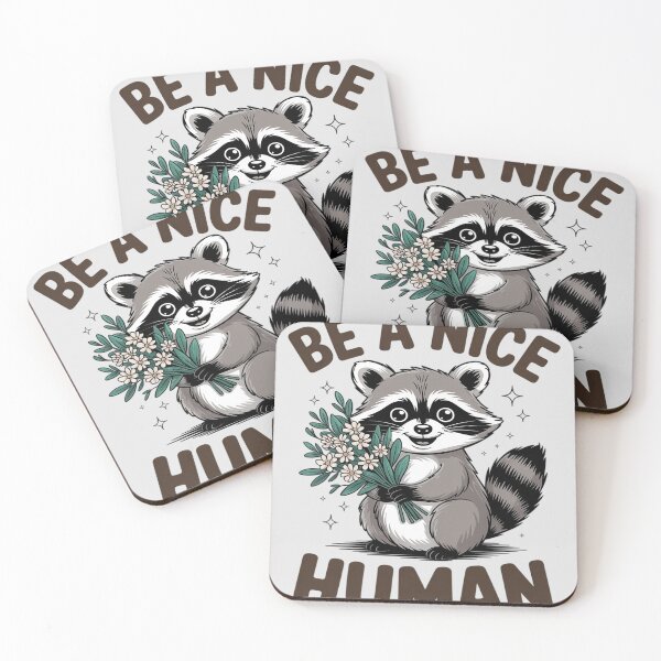 Item preview, Be Kind Kindness Racoon Motivational Quote Be A Nice Human designed and sold by Libbysharts.