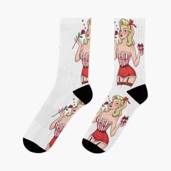 Item preview, Blonde Retro Valentine Pin-Up Girl designed and sold by LyssasMindArt.