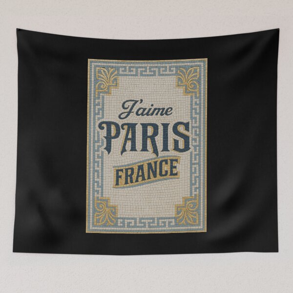Item preview, J’aime Paris, France — Vintage Art Nouveau Mosaic Typography designed and sold by FrancophileFun.