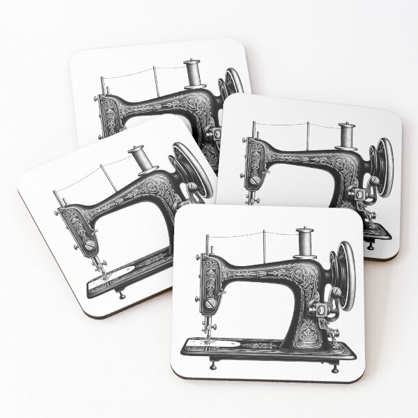 Item preview, Vintage Sewing Machine Illustration | Antique Floral Line Art for Crafters designed and sold by inkoutninja.