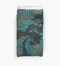 Winter Pine on Gold Embroidered Motif Duvet Cover