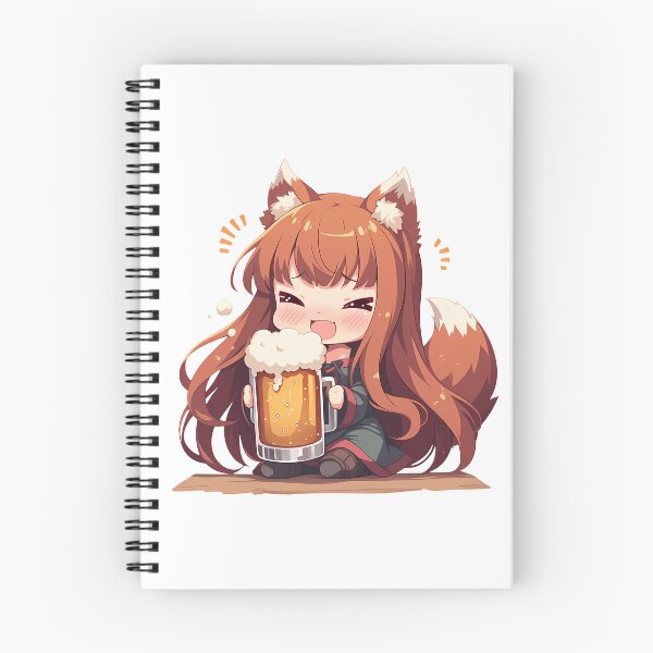 Item preview, Spice and Holo Anime Girl Wolf Chibi Kawaii Beer Drunk Cute Happy Mood designed and sold by riadjamai.
