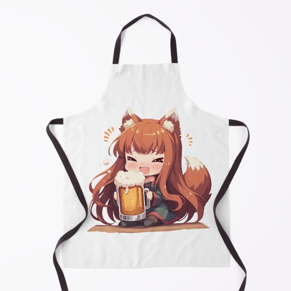 Item preview, Spice and Holo Anime Girl Wolf Chibi Kawaii Beer Drunk Cute Happy Mood designed and sold by riadjamai.