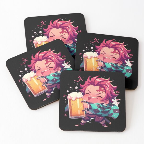 Item preview, Demon Tanjiro Kamado Anime Slayer Chibi Kawaii Beer Drunk Cute Happy Mood designed and sold by riadjamai.