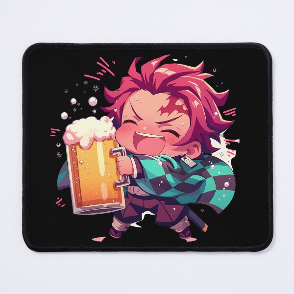 Item preview, Demon Tanjiro Kamado Anime Slayer Chibi Kawaii Beer Drunk Cute Happy Mood designed and sold by riadjamai.