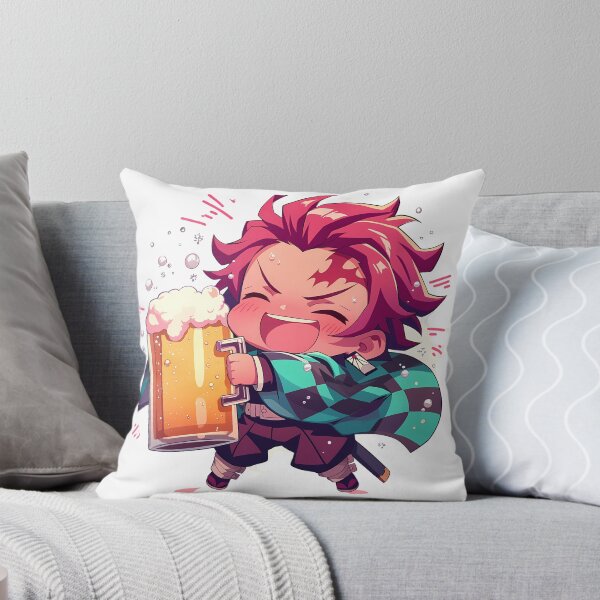Item preview, Demon Tanjiro Kamado Anime Slayer Chibi Kawaii Beer Drunk Cute Happy Mood designed and sold by riadjamai.