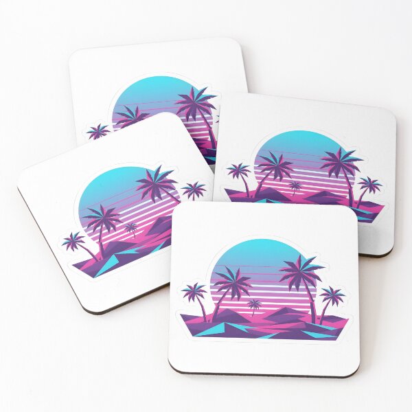 Item preview, Low-Poly Synthwave Desert Oasis Sticker designed and sold by Echoed Artistry.