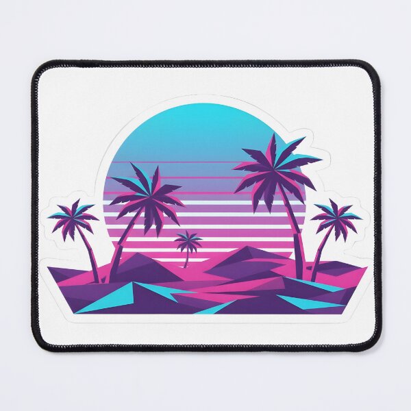 Item preview, Low-Poly Synthwave Desert Oasis Sticker designed and sold by Echoed Artistry.