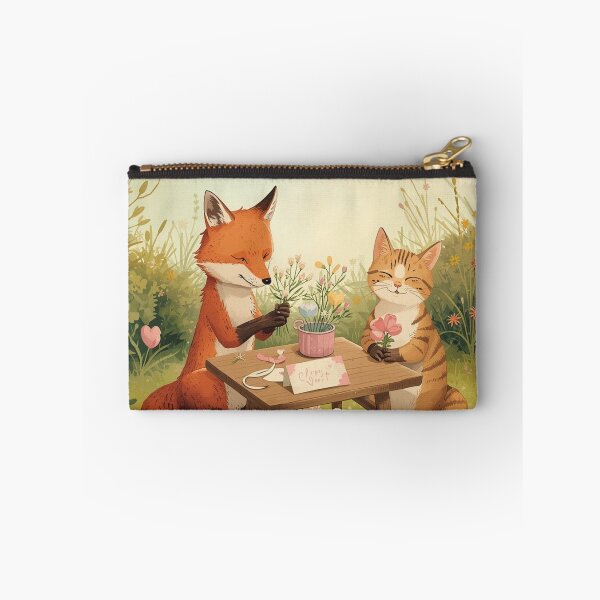 Item preview, Valentine’s Early Spring Fox & Cat • Soft Garden Love Art designed and sold by WildlifeWhimsy.
