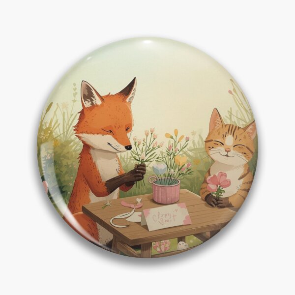 Item preview, Valentine’s Early Spring Fox & Cat • Soft Garden Love Art designed and sold by WildlifeWhimsy.