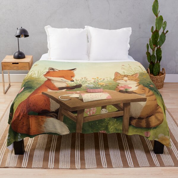 Item preview, Valentine’s Early Spring Fox & Cat • Soft Garden Love Art designed and sold by WildlifeWhimsy.