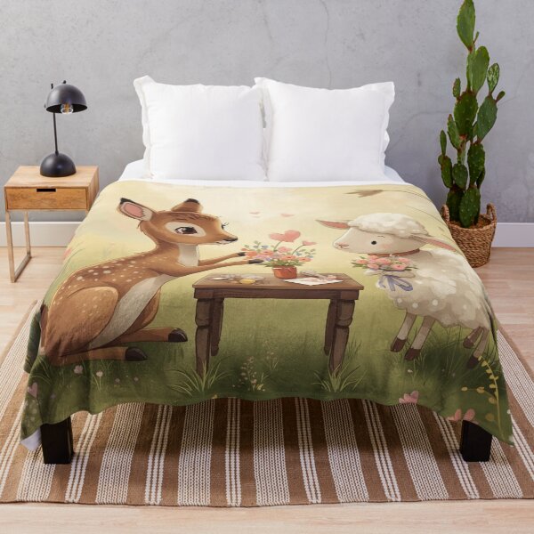 Item preview, Valentine’s Early Spring Deer & Sheep • Soft Meadow Love Art designed and sold by WildlifeWhimsy.