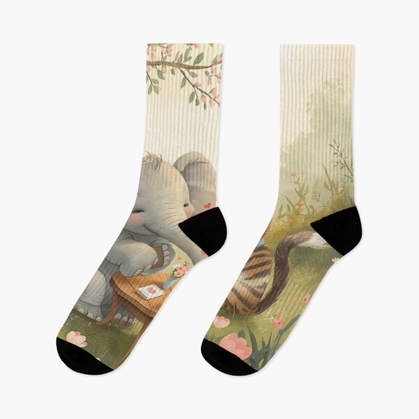 Item preview, Valentine’s Early Spring Elephant & Cat • Soft Garden Love Art designed and sold by WildlifeWhimsy.