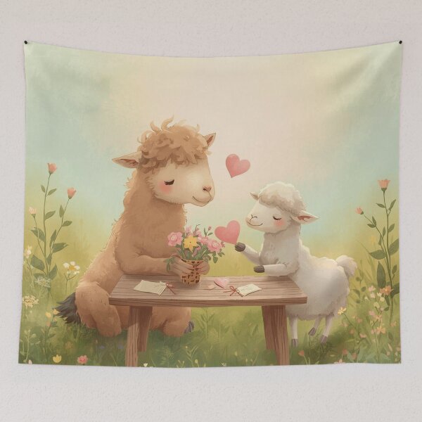 Item preview, Valentine’s Early Spring Camel & Sheep • Soft Meadow Love Art designed and sold by WildlifeWhimsy.