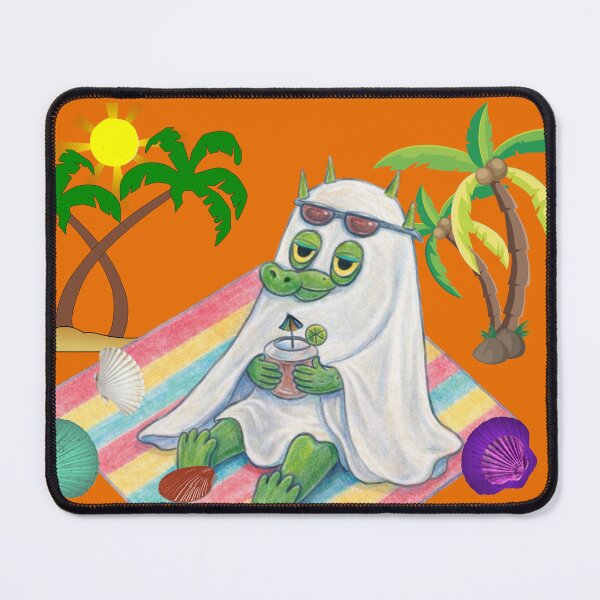 Item preview, Cute Ghost Dragon Relaxing on Tropical Beach – Summer Vacation Art designed and sold by Bella Kiwi Art.