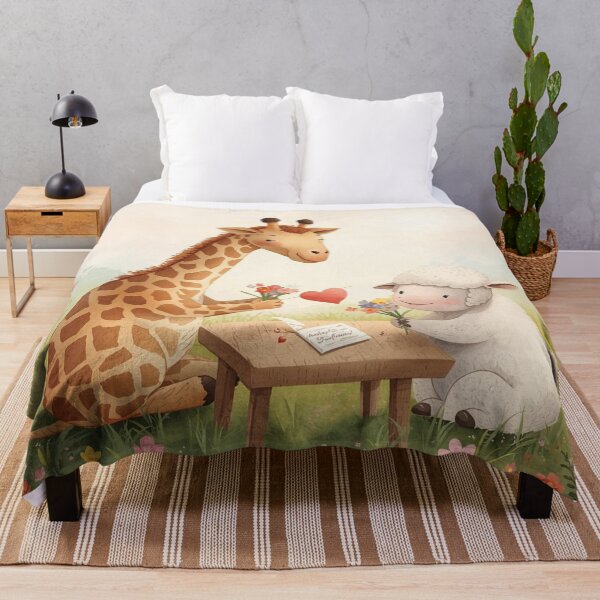 Item preview, Valentine’s Early Spring Giraffe & Sheep • Soft Meadow Love Art designed and sold by WildlifeWhimsy.