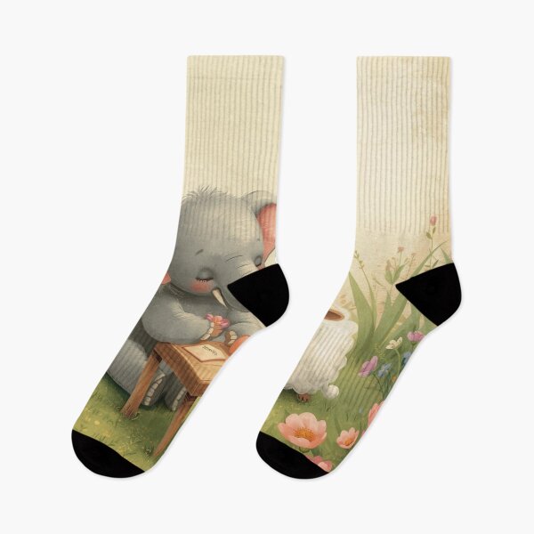 Item preview, Valentine’s Early Spring Elephant & Sheep • Soft Meadow Love Art designed and sold by WildlifeWhimsy.