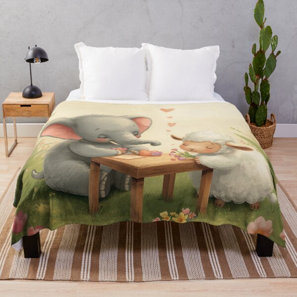 Item preview, Valentine’s Early Spring Elephant & Sheep • Soft Meadow Love Art designed and sold by WildlifeWhimsy.