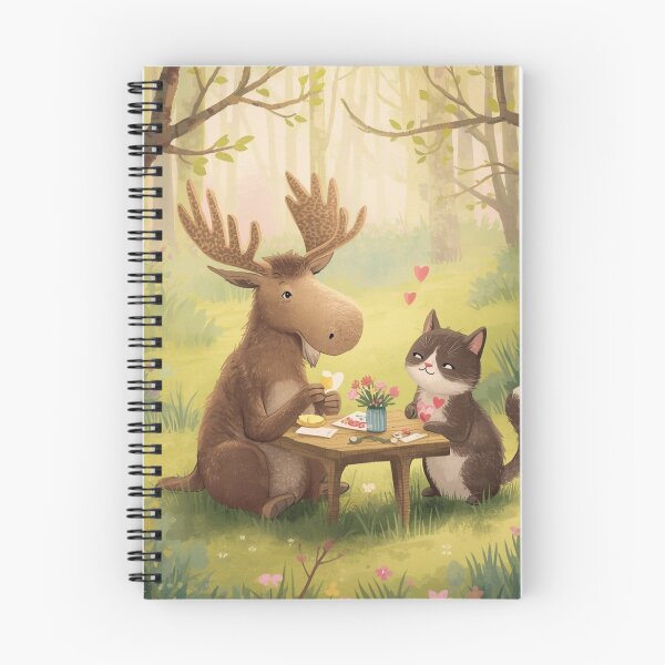 Item preview, Valentine’s Early Spring Moose & Cat • Soft Forest Love Art designed and sold by WildlifeWhimsy.