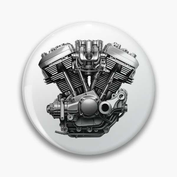Item preview, V-Twin Motorcycle Engine Illustration | Black and White Mechanical Art designed and sold by inkoutninja.