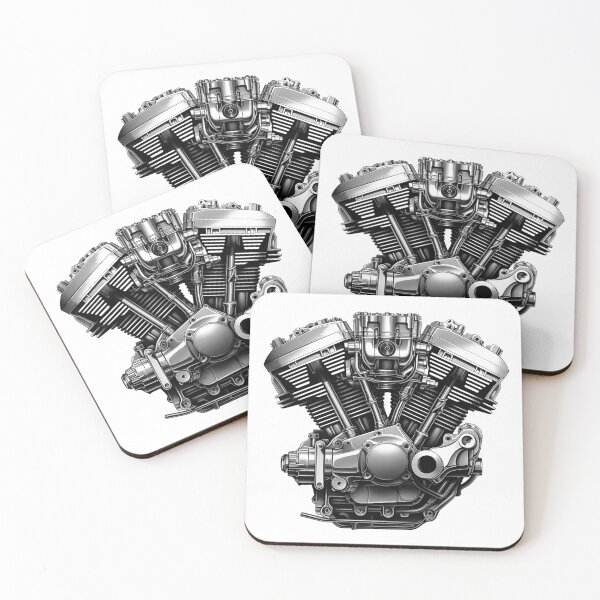 Item preview, V-Twin Motorcycle Engine Illustration | Black and White Mechanical Art designed and sold by inkoutninja.