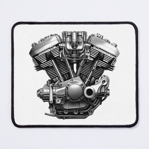 Item preview, V-Twin Motorcycle Engine Illustration | Black and White Mechanical Art designed and sold by inkoutninja.