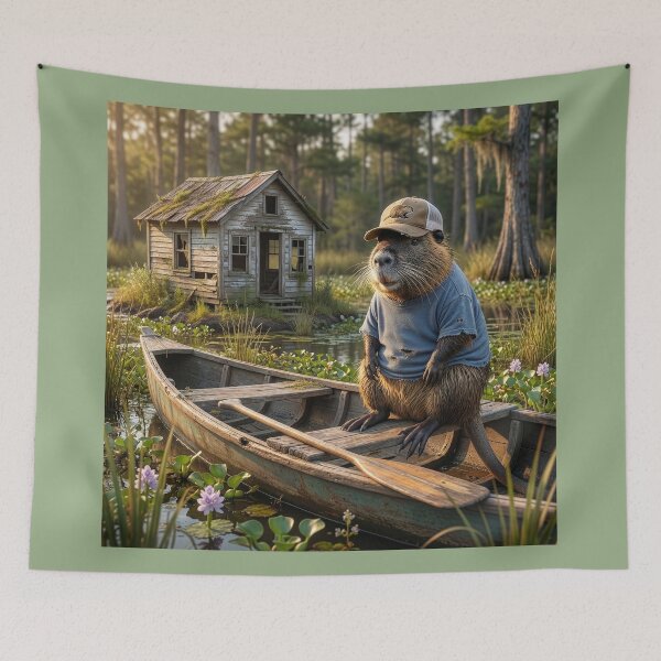 Item preview, Cajun Nutria In His Boat Heading Home designed and sold by Tridentulus.