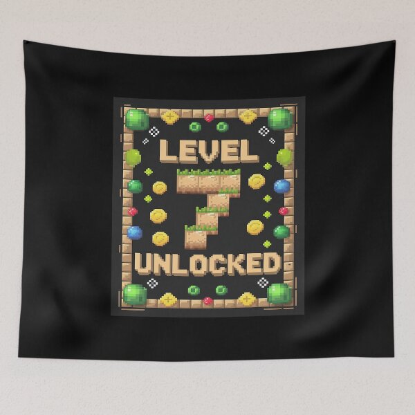 Item preview, Level 7 Unlocked 7th Birthday Gamer Pixel Video Game Party  designed and sold by joyouartArt.