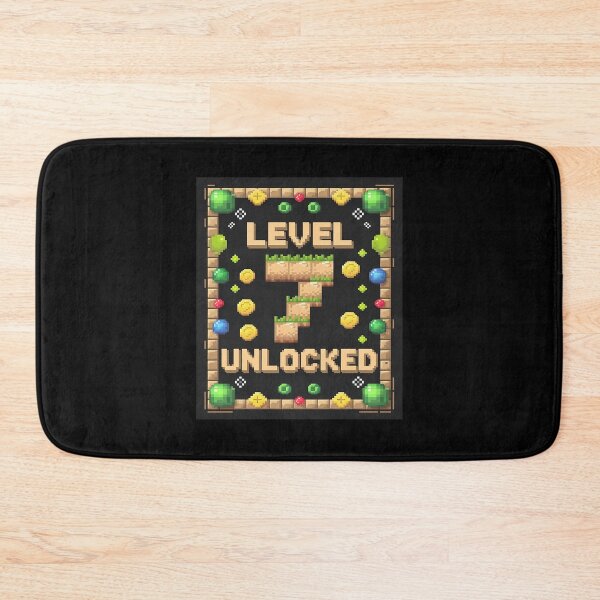Item preview, Level 7 Unlocked 7th Birthday Gamer Pixel Video Game Party  designed and sold by joyouartArt.