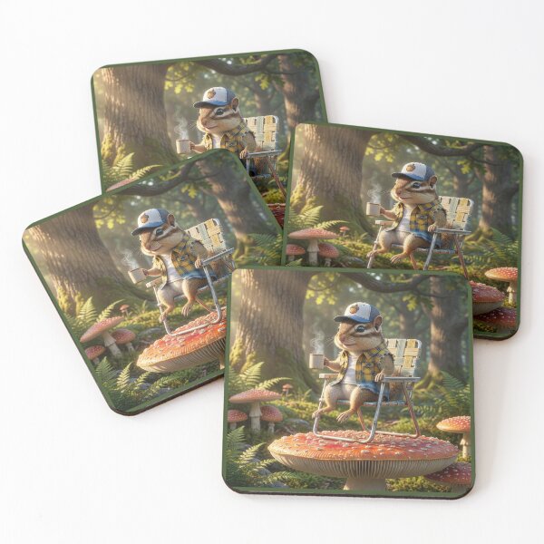 Item preview, Chipmunk Has Coffee Atop an Amanita Mushroom designed and sold by Tridentulus.