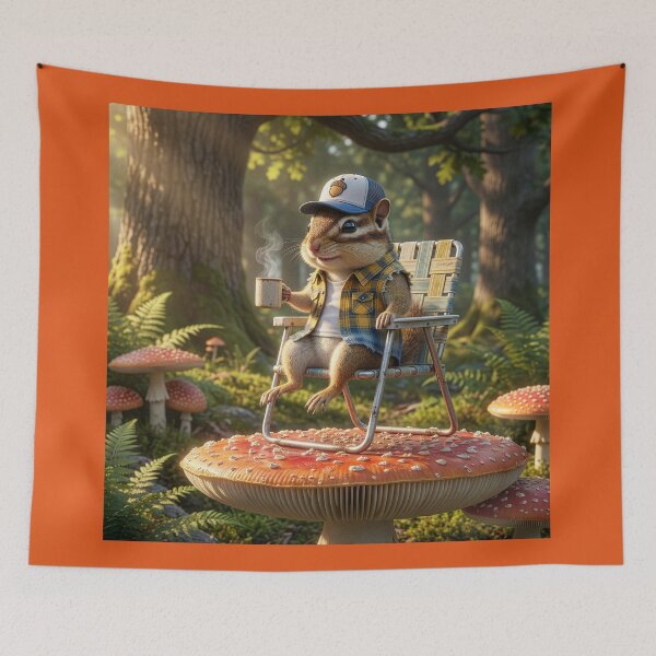 Item preview, Chipmunk Has Coffee Atop an Amanita Mushroom designed and sold by Tridentulus.