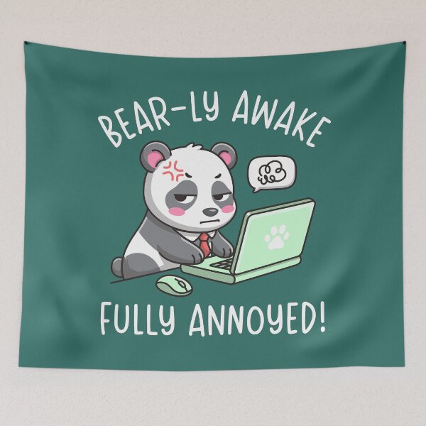 Item preview, Bear-ly Awake Fully Annoyed - Panda Office Humor Design designed and sold by Brogress Project.