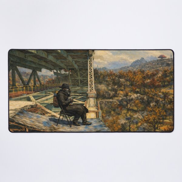 Item preview, Wastelander plays banjo on broken bridge designed and sold by BIG-E's PlayHouse.